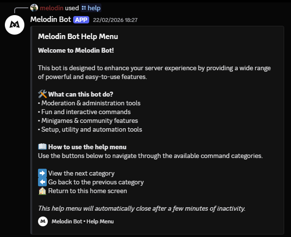 Melodin Help Menu